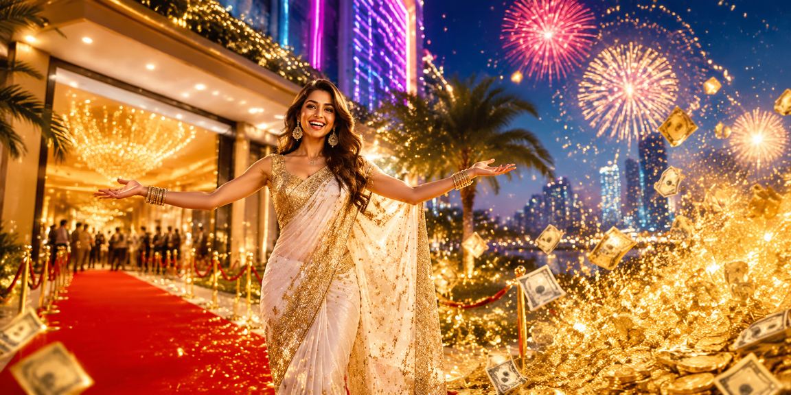 Indian woman enjoying cashback bonus offer