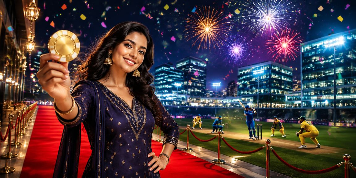 Young woman in kurti placing cricket bets via mobile phone during IPL match in Mumbai