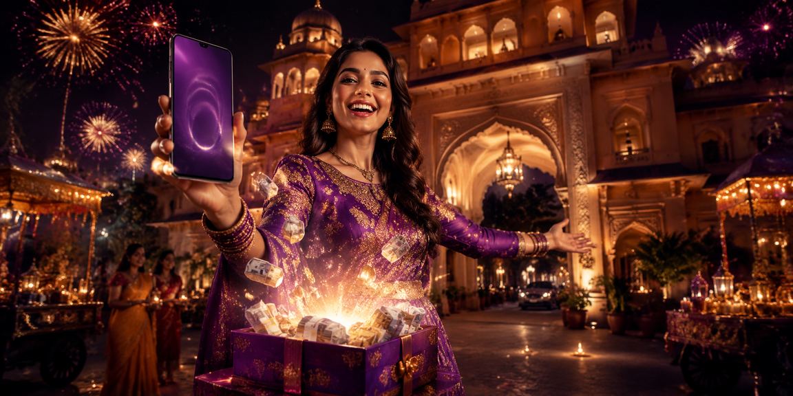 Night market in India with patrons making mobile payments for sports betting apps